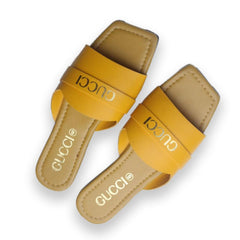 Women's Rexine Flat Shoes Mustard Yellow Waterproof