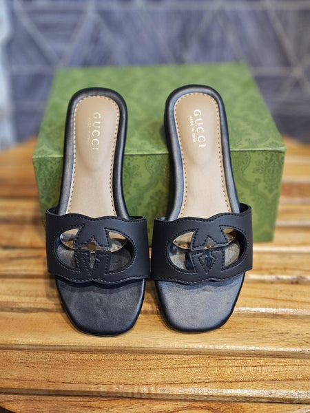 Black Synthetic Leather Flat Shoes for Women