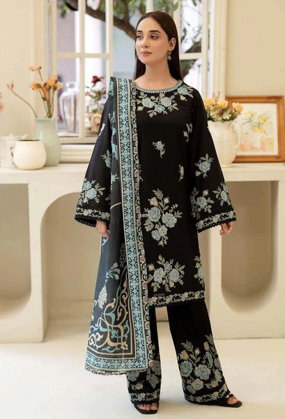 Black Embroidered 3-Piece Cotton Lawn Suit for Bakra Eid
