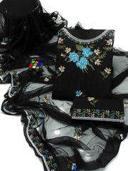 Black Embroidered 3-Piece Cotton Lawn Suit for Bakra Eid