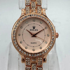 Rose Gold Crystal Watch for Women Wedding Eid Office