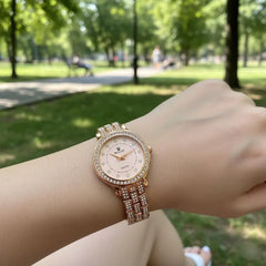 Rose Gold Crystal Watch for Women Wedding Eid Office