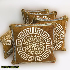 Velvet Jacquard Cushion Covers 5Pcs Golden Greek Key Pattern