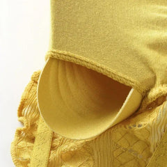 Yellow Padded Bra A Cup Lightweight Net Fabric