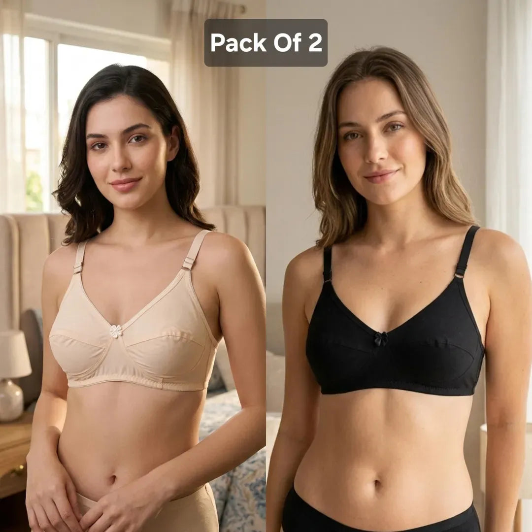 Cotton Non-Padded Bras Pack of 2 Multicolor