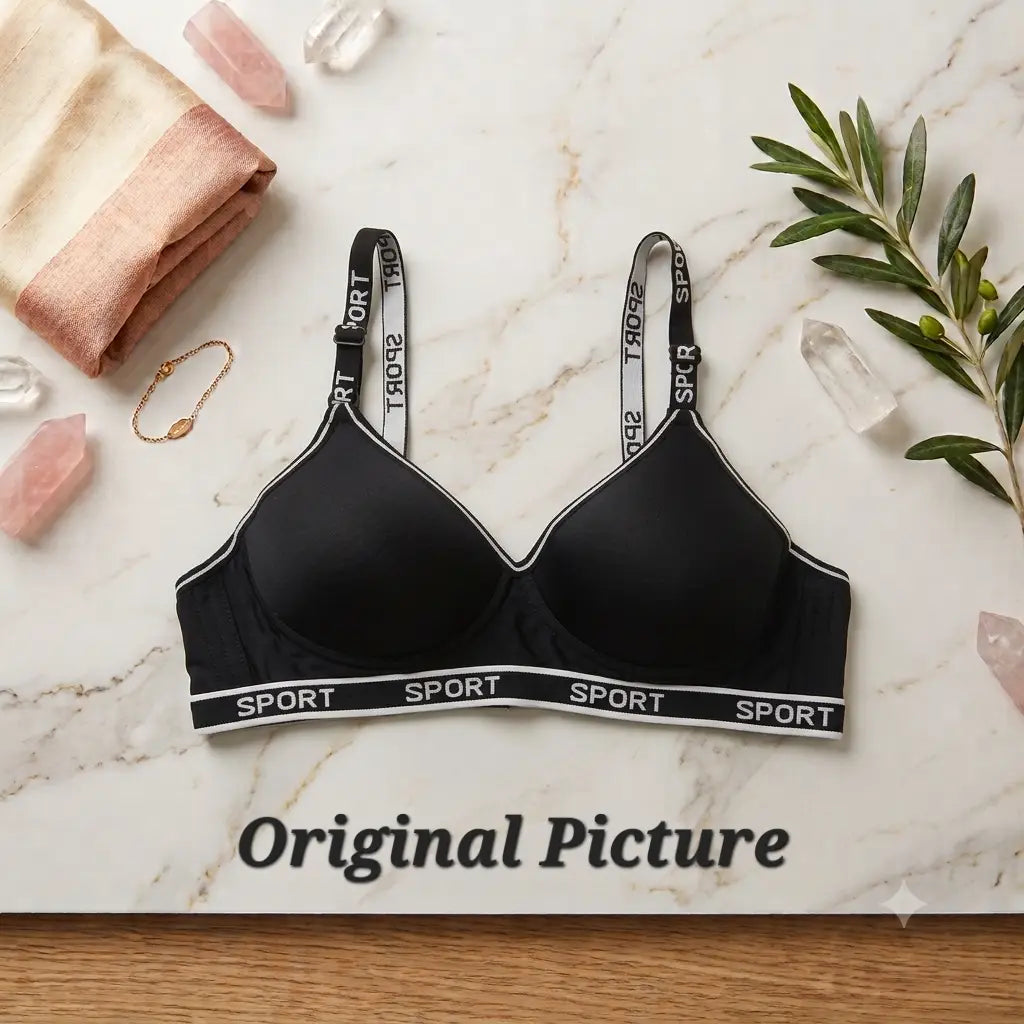 Premium Women’s Seamless Wireless Padded Sports Bra | Soft & Stretchable Everyday Comfort Bra with 'SPORT' Elastic Band