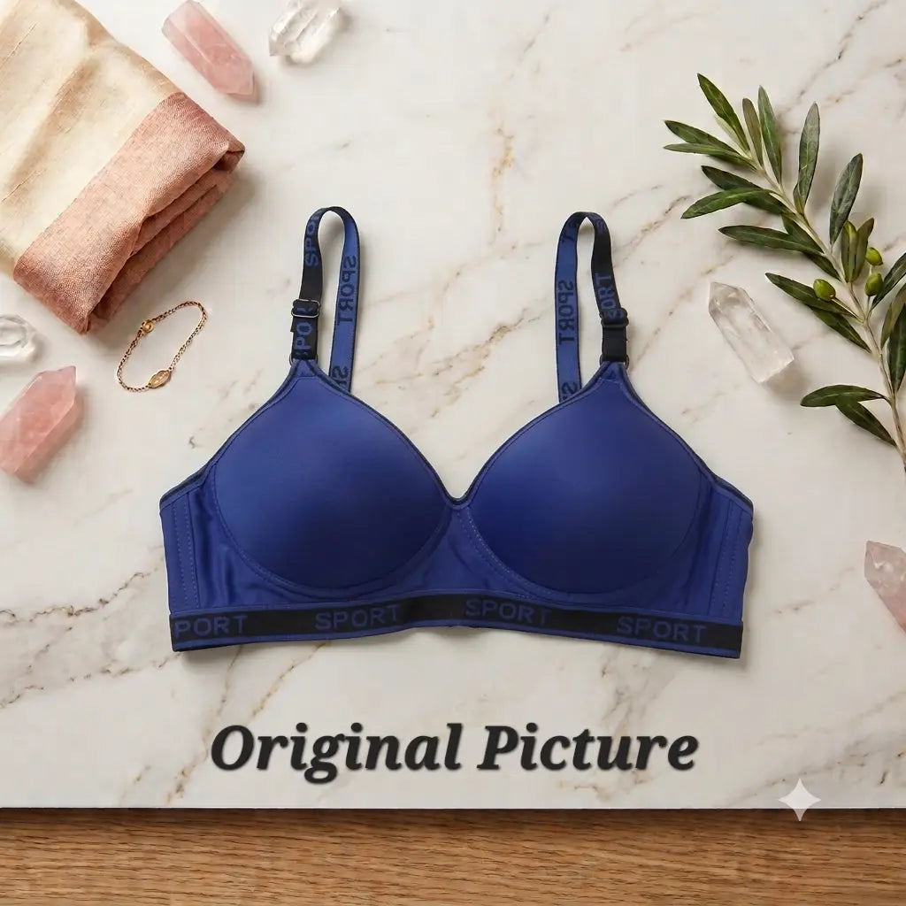 Premium Women’s Seamless Wireless Padded Sports Bra | Soft & Stretchable Everyday Comfort Bra with 'SPORT' Elastic Band