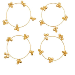 Brass Gold Kashmiri Ghunghroo Bangles Set of 4 Pcs | Traditional Oxidized Indian Festival & Mehndi Jewelry