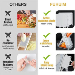 Brava Spring Vegetable Slicer Chopper | Manual Mandoline Cutter / Grinder | Multi-Function Fruit  &  Vegetable Slicer