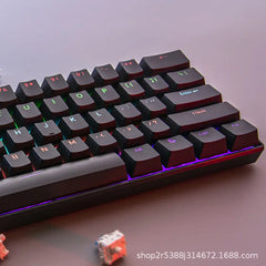 Special Wholesale Real Mechanical Keyboard Cross-Border Amazon 61 Keyboard 68 Keyboard Mixed Light Wired Green and Red Axis Game