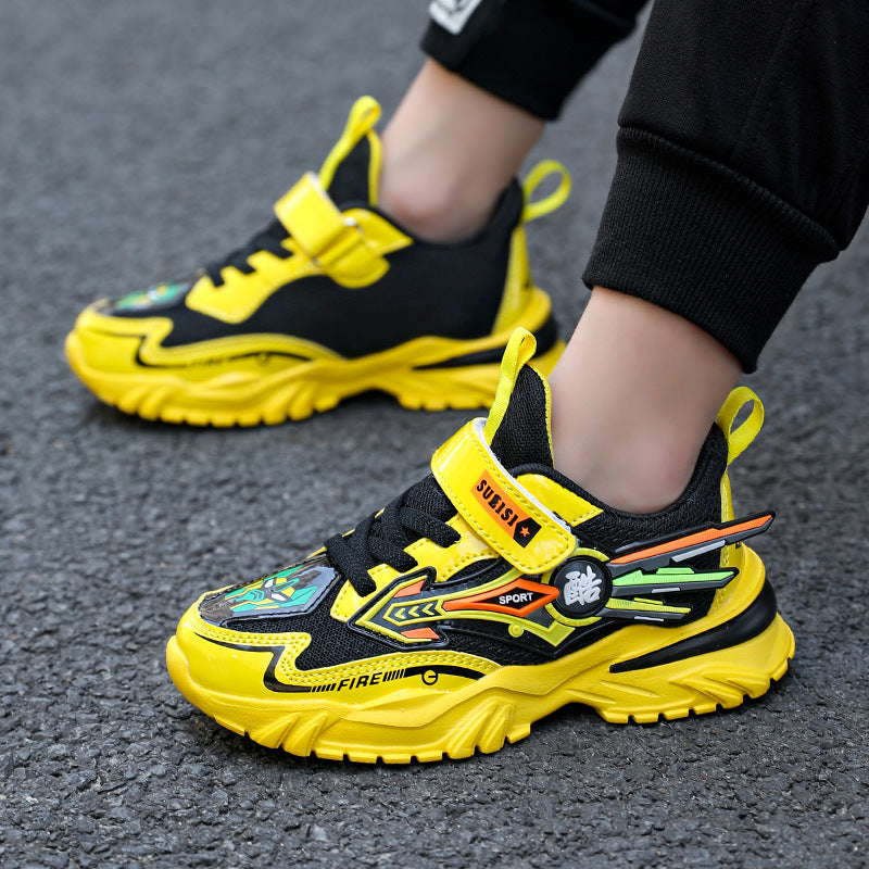 Kids Yellow Black Rubber Sneakers for School & Play
