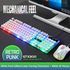 Limo GTX300 Keyboard and Mouse Set Punk Retro Keyboard Backlight Game USB Wired Suspension Keyboard and Mouse Set