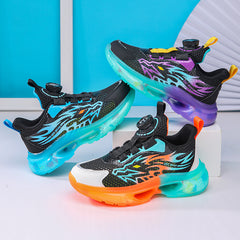 Kids Flame Glowing Sneakers Purple Teal