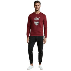 KING Printed Maroon Tracksuit Sweatshirt & Trouser | Warm & Comfortable Winter Wear | XL
