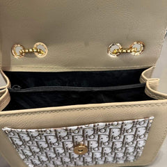 Beige | Dior Oblique Canvas & Leather Flap Clutch | Luxury Designer Handbag for Women