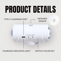 LED Night Light with Motion Sensor | Rechargeable Wireless Wall Lamp | Dimmable Smart Night Light | Magnetic Indoor & Outdoor Wall Light