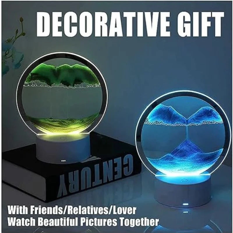 3D Moving Sand Art LED Lamp | Flowing Sandscape Painting Display | USB Decorative Table Lamp for Home & Office | Random Color