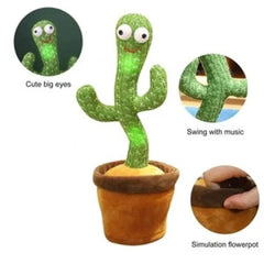 Rechargeable Dancing Cactus Toy with Hat | Interactive Singing, Talking & Dancing Plush for Kids