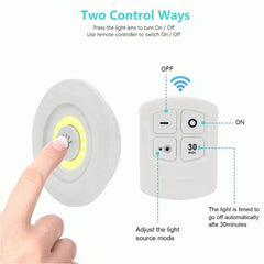 Pack of 3 LED Remote Control Tap Lights  | Self-Adhesive Cabinet, Wardrobe & Kitchen Lights
