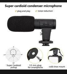 AY-49 Video Making Kit | All-in-One Vlogging Tripod with Wireless Remote, Microphone, LED Light & Mobile Holder