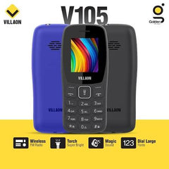 Villaon V105 - Style Like Nokia 105 - Dual Sim - 1.77 Inch Display - Without Camera - Wireless FM Radio - Magic Sound - Torch Light - Dial Large Fonts - 1 Year brand warranty