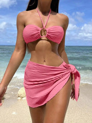 Pink 3-Piece Split Body Bra Swimwear Set