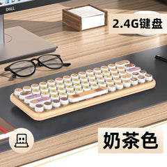Girls' Office Three-Mode Wireless Bluetooth Keyboard and Mouse Set Gradient Color Computer Notebook Portable Wireless Keyboard