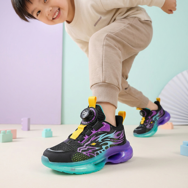 Kids Flame Glowing Sneakers Purple Teal
