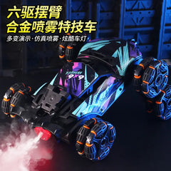 Remote Control Car with Eight-Wheel Drift Toy, Remote Control Spray Transforming Off-Road Vehicle, Flip Bucket Off-Road Climbing Vehicle
