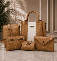 Handbag Set | 5-Piece Elegant Tote Bag Set | Shoulder Bag, Crossbody & Clutch | Premium Fashion Gift