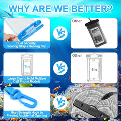 Universal Mobile Phone Transparent Waterproof Bag Three-Layer Sealed Drifting Beach Fishing Underwater 6 inch Swimming Dry Bag