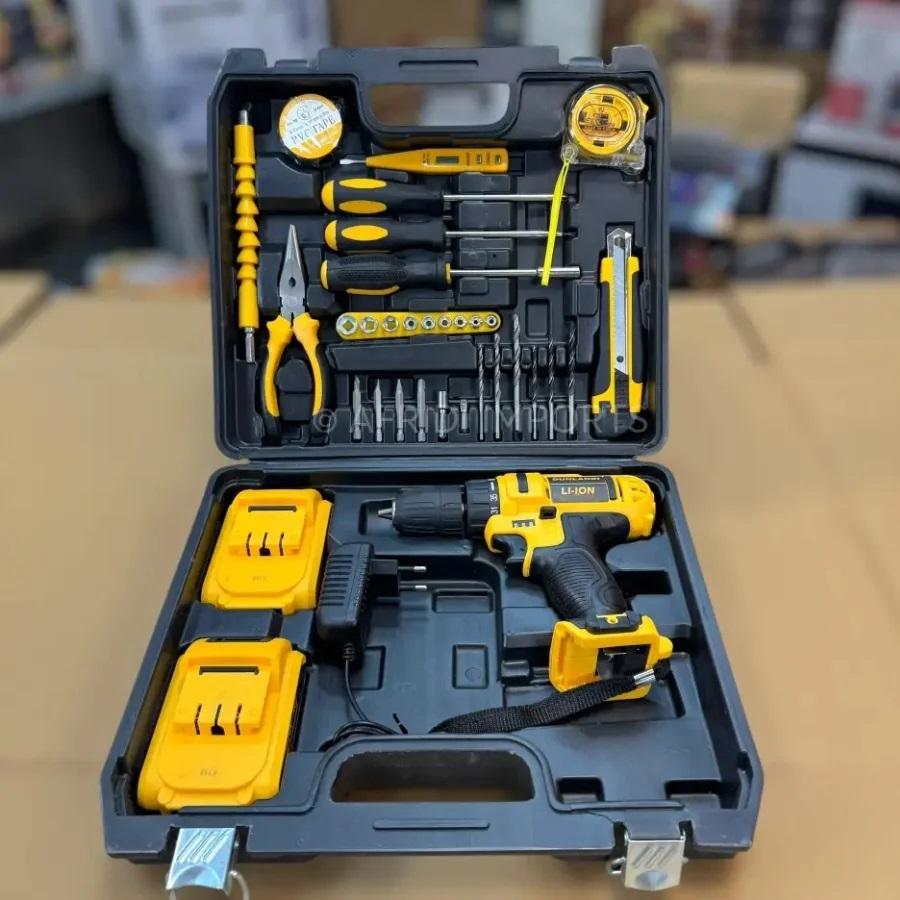 Double Battery Dunlandi 24V Rechargeable Drill Machine Tools Box Set