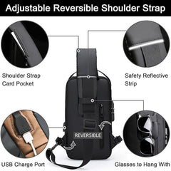 Chest Bag Multifunction Crossbody Sport Running Travel Sling Pack Anti theft USB Charge Shoulder Messenger Pack Luxury Brand Men
