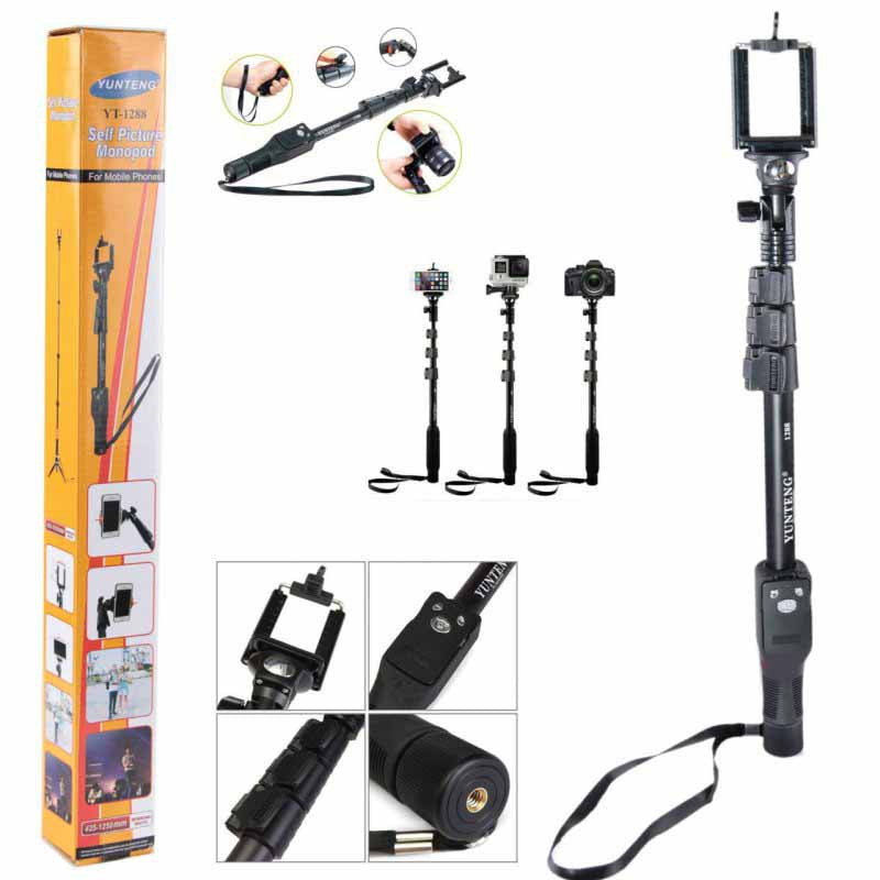 Original YT 1288 Bluetooth Selfie Stick Extendable Handheld Monopod Tripod YT 1288 Portable Holder for Cameras and Phones