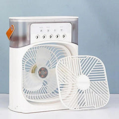 10 inch Portable Air Conditioner Fan Usb Electric Fan With Led Night Light, Fine Mist Water, And Humidifier Function Led Night Light Water Mist Mini Fan