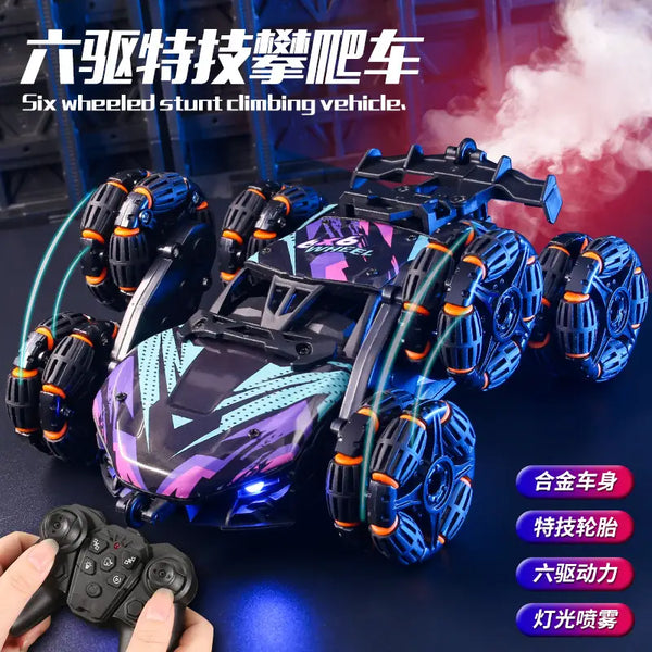 Remote Control Car with Eight-Wheel Drift Toy, Remote Control Spray Transforming Off-Road Vehicle, Flip Bucket Off-Road Climbing Vehicle