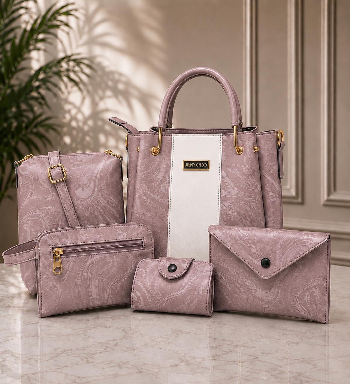 Handbag Set | 5-Piece Elegant Tote Bag Set | Shoulder Bag, Crossbody & Clutch | Premium Fashion Gift