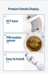 E27 Infrared Human Body Sensor Lamp Holder Led Bulb Lamp Holder Infrared Sensor Household Screw For Home Smart Life