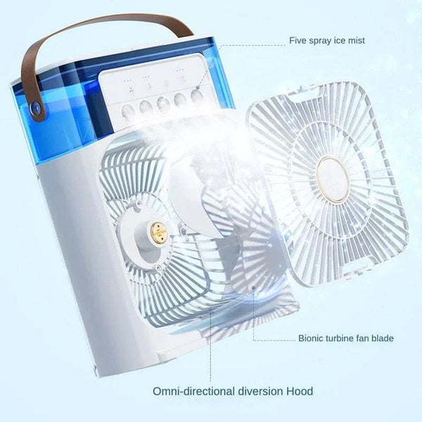 10 inch Portable Air Conditioner Fan Usb Electric Fan With Led Night Light, Fine Mist Water, And Humidifier Function Led Night Light Water Mist Mini Fan