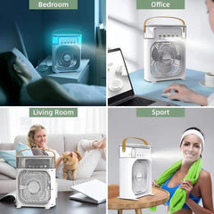 10 inch Portable Air Conditioner Fan Usb Electric Fan With Led Night Light, Fine Mist Water, And Humidifier Function Led Night Light Water Mist Mini Fan