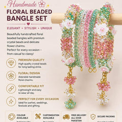 Luxury Handmade Floral Beaded Bangle Set | Elegant Crystal Bracelet for Women | Custom Gift | Wedding & Party Jewelry