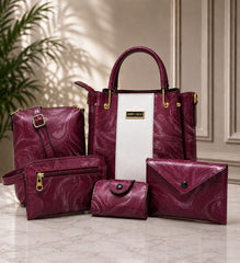 Handbag Set | 5-Piece Elegant Tote Bag Set | Shoulder Bag, Crossbody & Clutch | Premium Fashion Gift