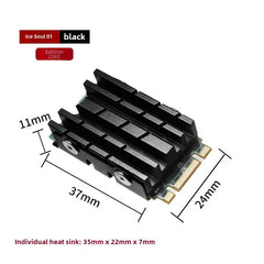 Hanche M.2 NVMe SSD Heat Sink Radiator Black 37mm