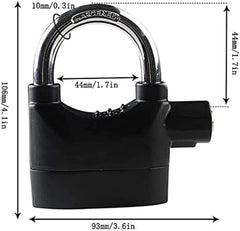 Universal Security Alarm Lock System Waterproof Black Anti Theft Siren 110Dba Alarm Anti Padlock Thickened Shackle Padlock with 3 Keys 1Pcs Polished Finish