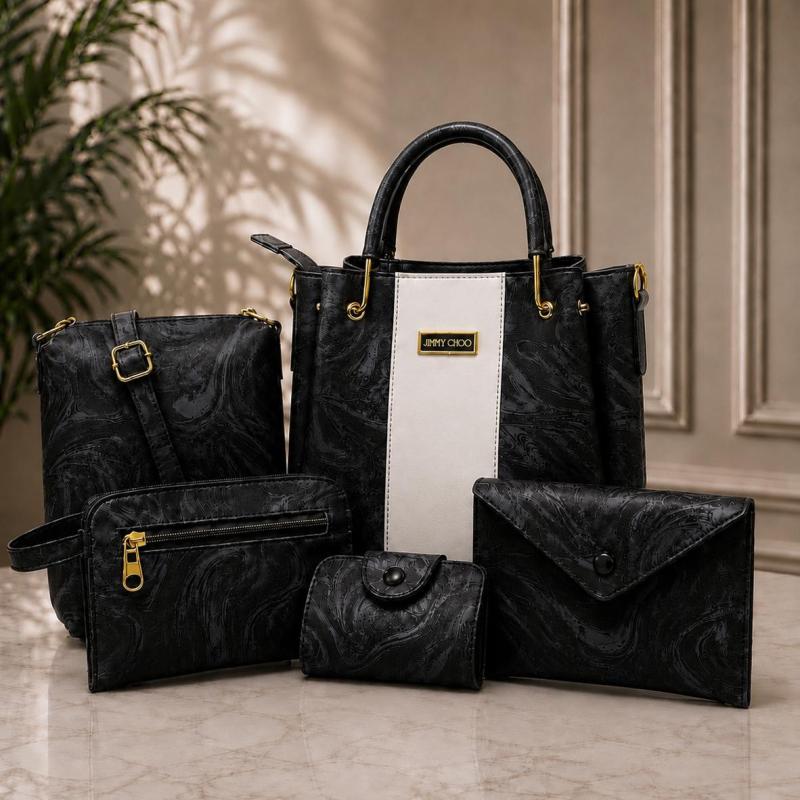 Handbag Set | 5-Piece Elegant Tote Bag Set | Shoulder Bag, Crossbody & Clutch | Premium Fashion Gift