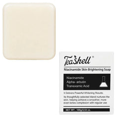 TeaShell Niacinamide Skin Brightening Soap | Face & Body Brightening Bar with Niacinamide, Alpha Arbutin & Tranexamic Acid | Deep Cleansing Formula | For Men & Women | 100g