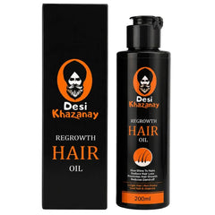 Desi Khazanay Regrowth Hair Oil | Herbal Hair Growth Oil with 25+ Herbs, Cold-Pressed Oils & Essential Oils | Scalp Nourishment & Hair Care | For Men & Women