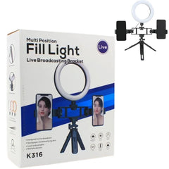 6-Inch Multi-Position Fill Light | Selfie Ring Light with Tripod Stand & Phone Holder | USB Powered | Multicolor