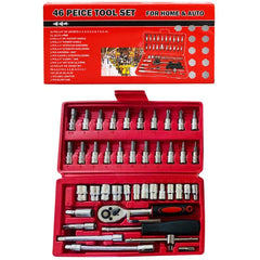 46-Piece Socket Wrench Set  | Complete Ratchet Socket & Screwdriver Bit Tool Kit | Chrome Vanadium Steel Repair Tool Set with Storage Case
