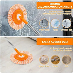 Sunflower Shape Cleaning Mop | 360° Rotating Extendable Microfiber | For Walls, Floors, Bathroom, Windows & Car Cleaning